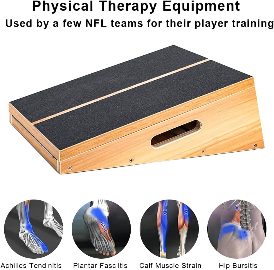 StrongTek Professional Wooden Slant Board, Adjustable Incline Board, and Calf Stretcher, Stretch Board - Extra Side-Handle Design for Portability, Full-Coverage