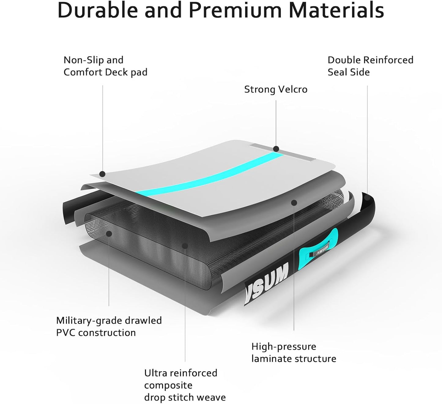AWSUM Inflatable Gymnastics Mat 10ft/13ft/16ft/20ft/23ft Training mat 4/8 inches Thick tumbling mat with Electric Pump for Home/Gym/Outdoor