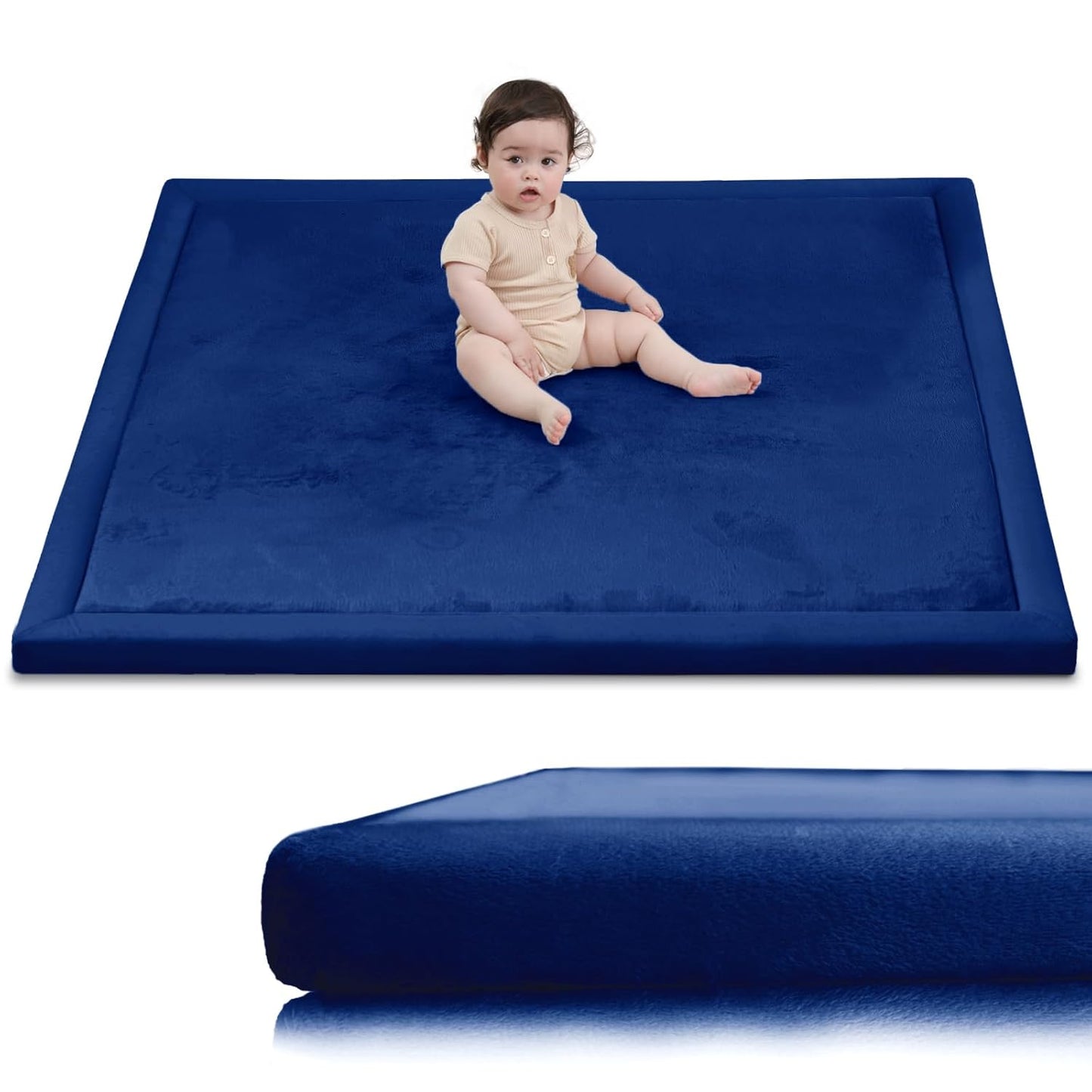 Baby Play Mat for Floor,1.3" Thick Memory Foam Tummy Time Mat,Soft Coral Velvet Nursery Rug,Large Non Slip for Crawling,Toddlers,Infants,Kids,Yoga & Tatami Style for Living Room(Dark Gray)