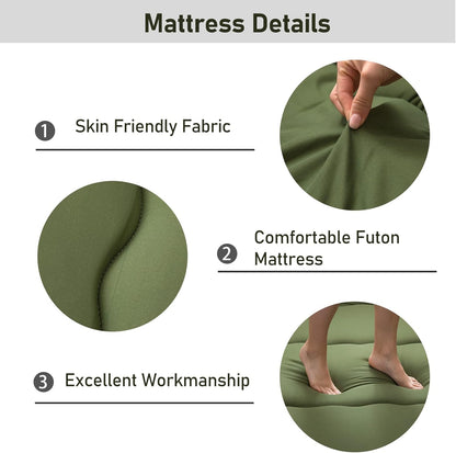 MAXYOYO Bohemian Retro Mattress Boho Floral Japanese Futon Mattress Tatami Floor Mat Foldable Portable Camping, Sleeping Pad, Lounger Couch Bed Full Size