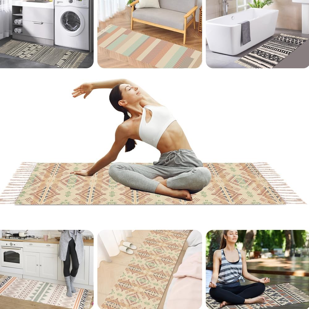 nuveti Cotton Yoga Mat - Absorbent, Grippy Tight Weave, Ashtanga & Hot Yoga Rug, Helps with Slippery Hands & Feet