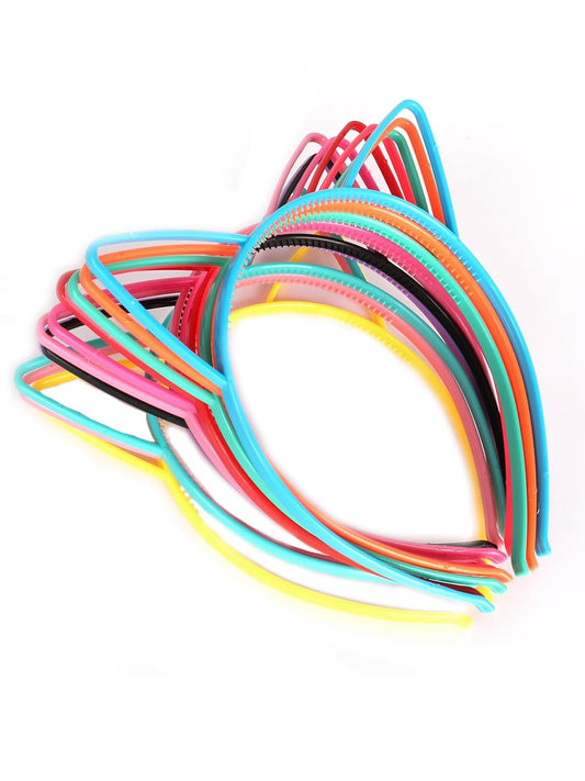 12 Pcs Cat Ears Headband, Plastic Party Headbands, Birthday Party Favors for Cosplay, Makeup, Yoga and Photo Props - Colorful