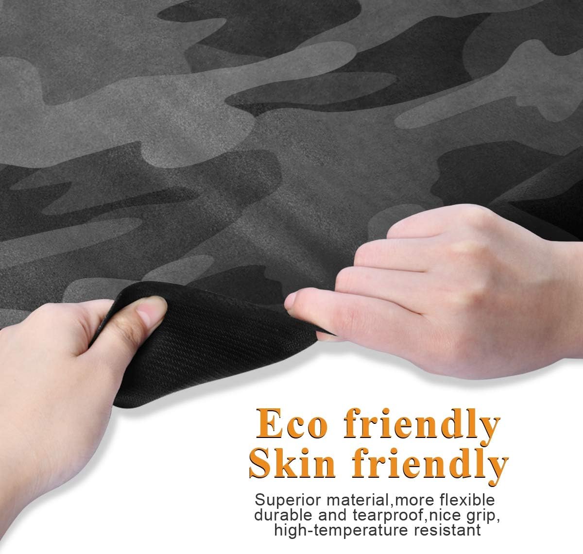 Travel Yoga Mat 71" x 24" Non Slip Natural Rubber Foldable Exercise Mat Ultra Thin 1.5mm Lightweight for Fitness, Pilates & Home Workout, Charcoal Black Grey Camo