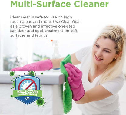 Clear Gear Gym Disinfectant, Yoga Mat Cleaner, Deodorizer For Sports Equipment, Gyms, and Fitness Centers - Mixed Pack - 16 Oz and 32 Oz Bottle Hospital grade Disinfectant Spray Pack