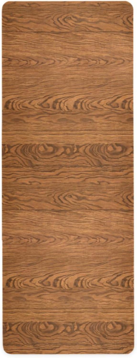 Kigai Travel Yoga Mat 71" x 24" Non Slip Natural Rubber Foldable Exercise Mat Ultra Thin 1.5mm Lightweight for Fitness, Pilates & Home Workout, Wood Print