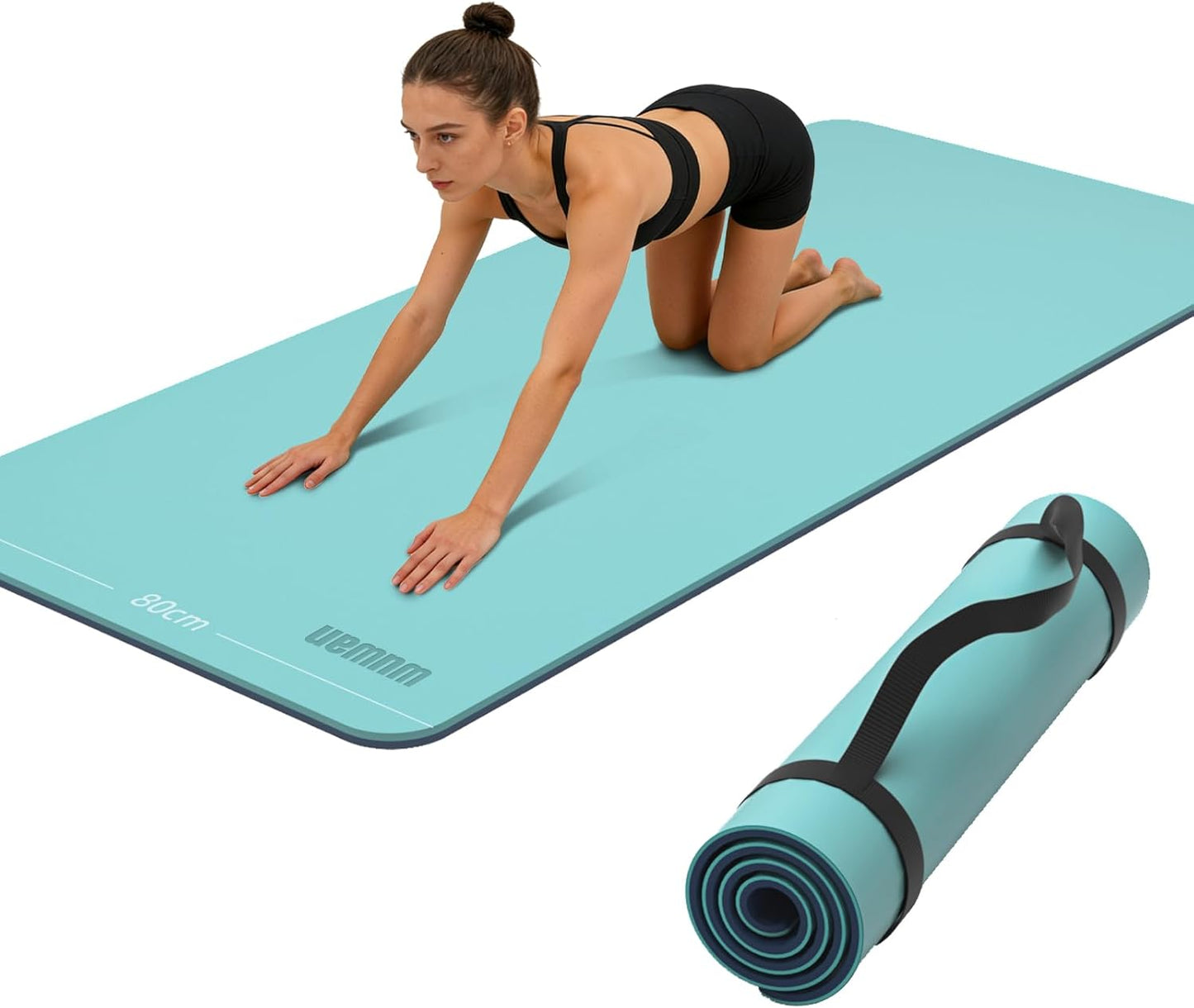 Wide Yoga Mat-80cm Non Slip Extra Thick 1/3'' Fitness Exercise Mat TPE Material High Resiliency Hot Yoga Mats(72“L x 32"W) With Carry Strap for Women Yoga Pilates, Home Floor Workout