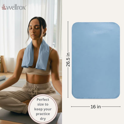 Wellrox Microfiber Yoga Hand Towel – Super Soft, Quick-Dry, Non Slip Yoga Towel for Hot Pilates, Gym & Workouts (26.5" x 16", Lavender)