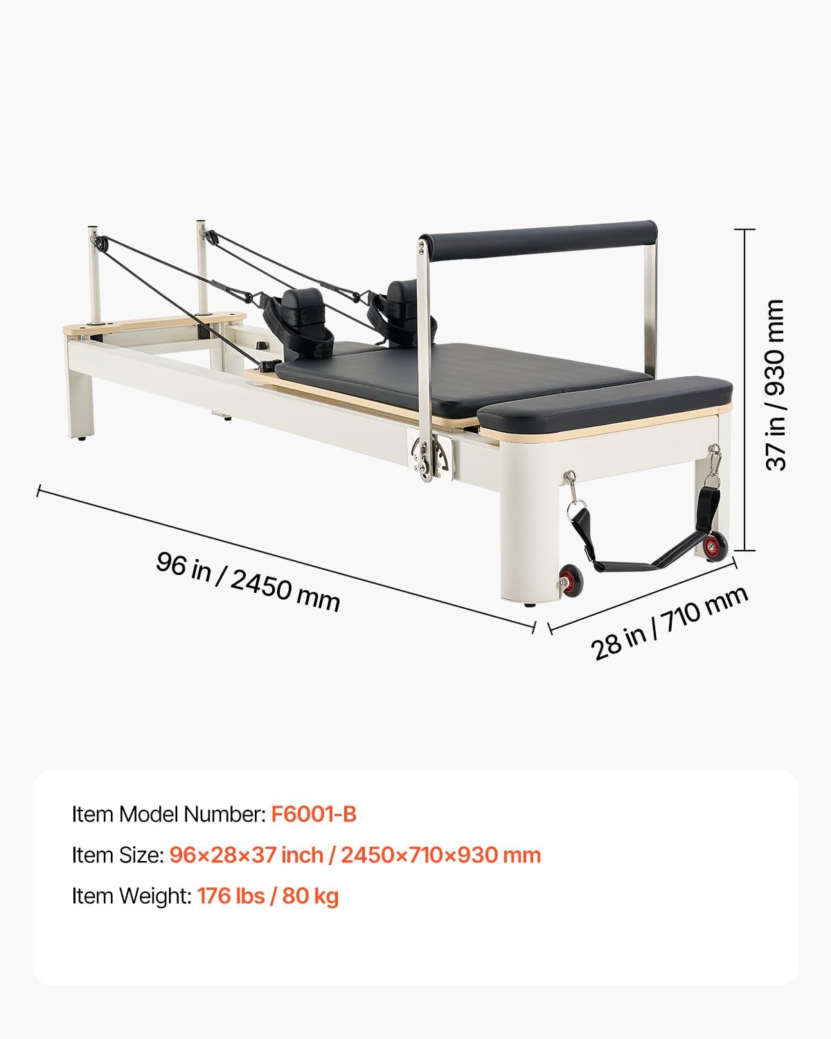 VEVOR Pilates Reformer, Reformer Pilates Machine with Cadillac Trapeze Table or Tower & Mat, Pilates Equipment for Home Workout and Studio, Includes Jump Board，Sitting Box