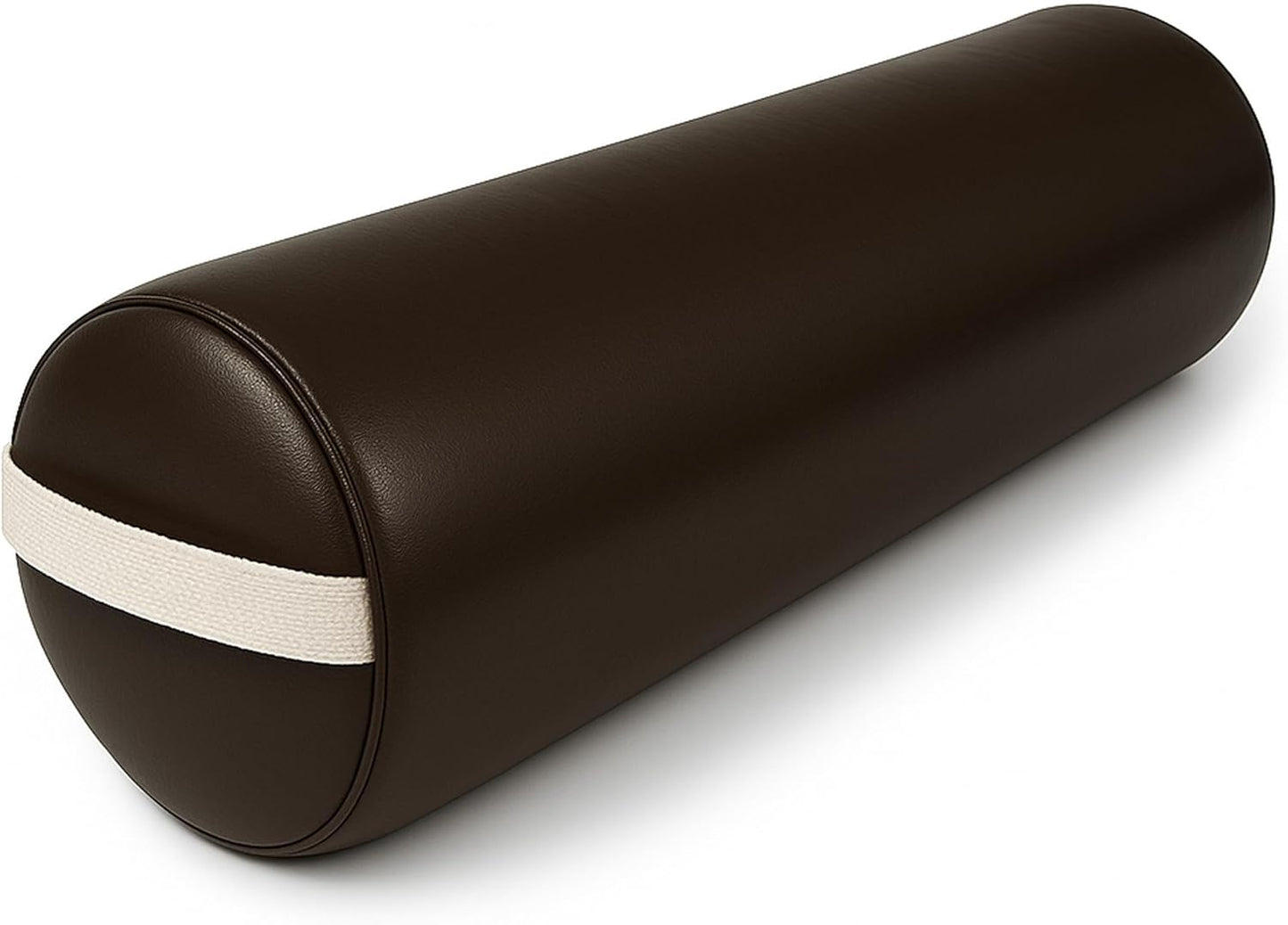TOA Round Massage Bolster Pillow 24 x 6 Inch – Full Cylinder Support Cushion with PU Leather Cover & Carry Handle – for Massage Table, Yoga, Physical Therapy & Spa Use
