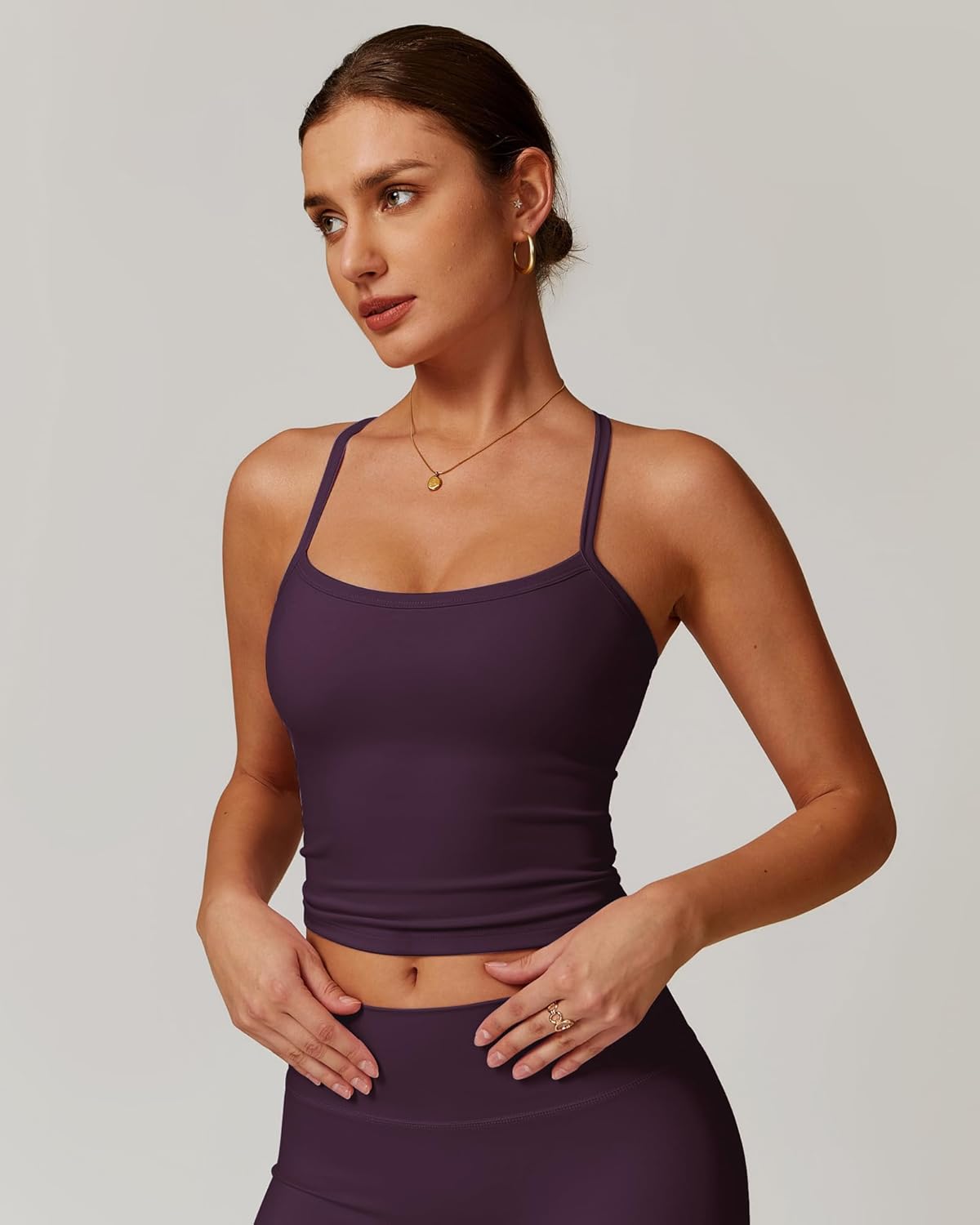 QBGJTD Womens Longline Sports Bras Cross Back Active Gym Yoga Padded Workout Crop Tank Top with Built in Bra