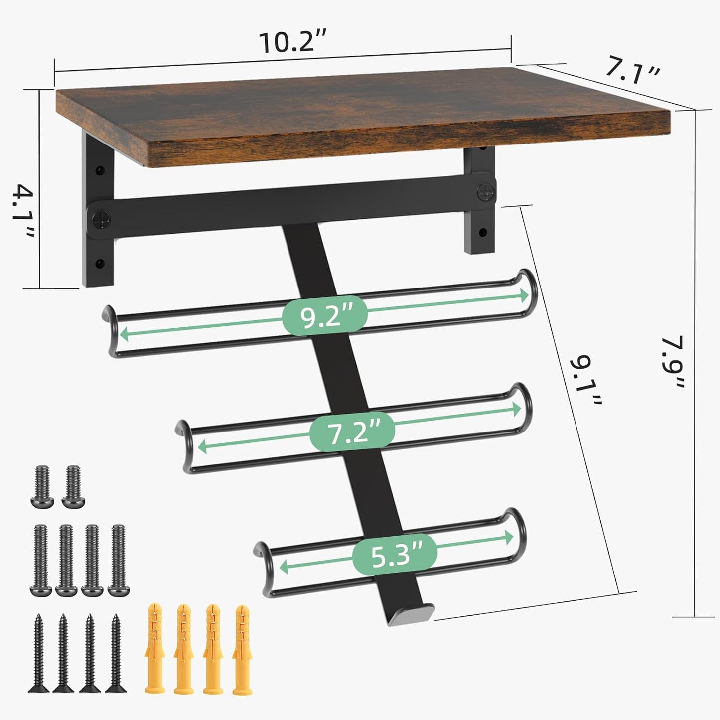 TJ.MOREE 2 Tier Floating Shelf Compatible with Tonal Accessories, T-Bracket Lock Adapters Hanger, Wall Mount Home Gym Storage Rack for Fitness Equipment