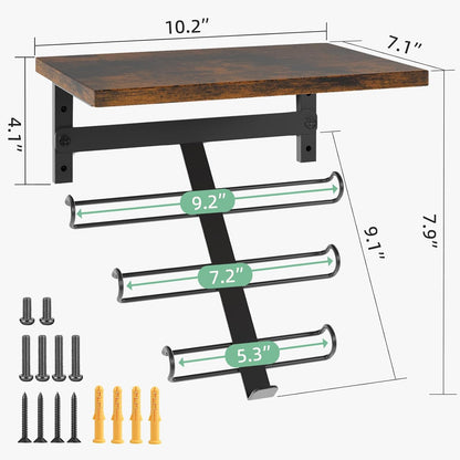 TJ.MOREE 2 Tier Floating Shelf Compatible with Tonal Accessories, T-Bracket Lock Adapters Hanger, Wall Mount Home Gym Storage Rack for Fitness Equipment