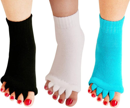 Yoga Sports GYM Five Toe Separator Socks Alignment Pain Health Massage Socks, Prevent Foot Cramps, One Pair