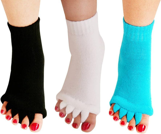 Yoga Sports GYM Five Toe Separator Socks Alignment Pain Health Massage Socks, Prevent Foot Cramps, One Pair