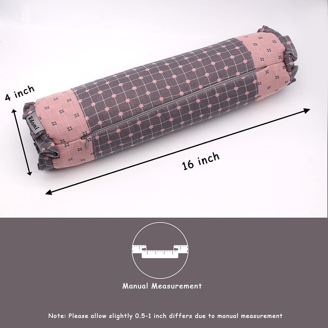 Cervical Buckwheat Roll Pillow for Sleeping,15.7"x5.9" Buckwheat Hulls Pillows Filling, Triangle Pillow for Neck Support Yoga Bolster, Adjustable Fill for Neck Pain Relief,Gray