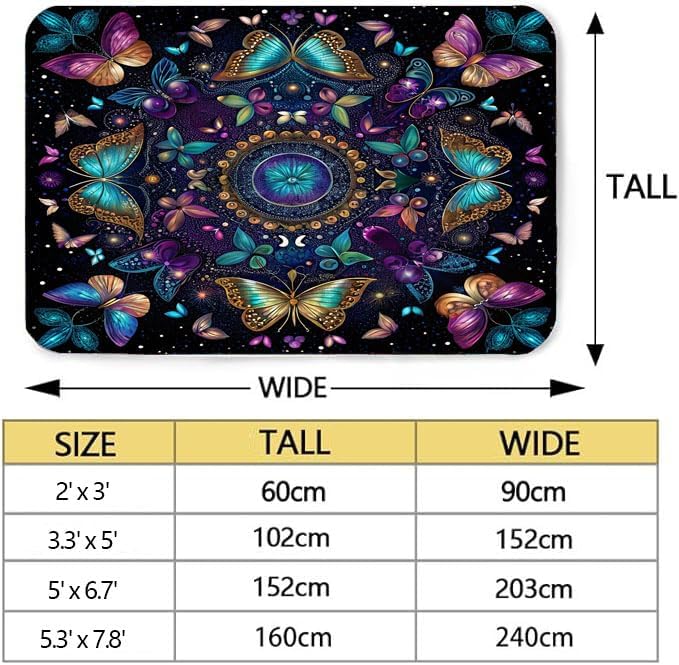 Butterfly Carpet Area Rug - Lovely Butterflies Printed Carpets for Kids Butterfly Theme Living Room Indoor Bedroom Decor Soft Polyester Yoga Mat 2'x3'