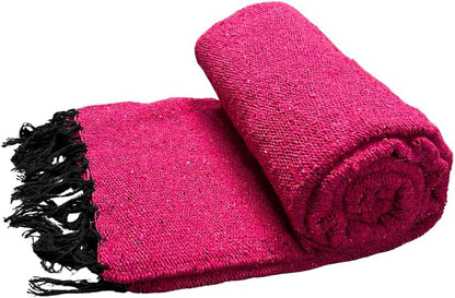 Open Road Goods Solid Color Mexican Yoga Blanket – Large Handwoven Throw for Yoga, Beach, Camping or Home – Soft and Durable Cotton Blend