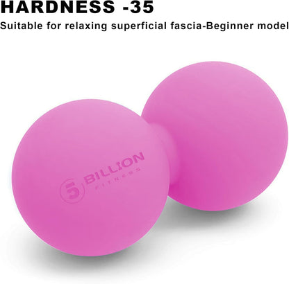 5BILLION FITNESS Peanut Massage Ball - Double Lacrosse Massage Ball & Mobility Ball for Physical Therapy - Deep Tissue Massage Tool for Myofascial Release, Muscle Relaxer, Acupoint Massage