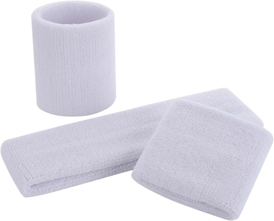 ONUPGO Sweatband Set Sports Headband Wristband Set Sweatbands Terry Cloth Wristband Wrist Sweatband Headbands Moisture Wicking Sweat Absorbing Head Band