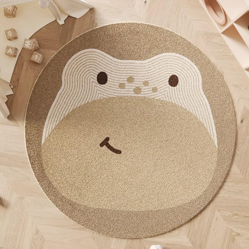 Poowe Cute Animals Kids Room Rug,39.4" Round Washable Area Rugs Rabbit Rug Nursery Rug for Baby Boys Girls Play Mat Floor Carpet Non Slip Soft Rugs for Living Room Bedroom Playroom Classroom