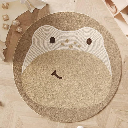 Poowe Cute Animals Kids Room Rug,39.4" Round Washable Area Rugs Rabbit Rug Nursery Rug for Baby Boys Girls Play Mat Floor Carpet Non Slip Soft Rugs for Living Room Bedroom Playroom Classroom