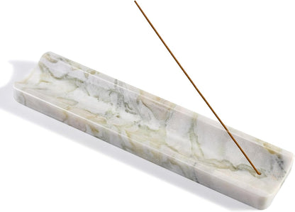 Koville Marble Incense Holder, Incense Holder for Sticks, Incense Sticks Holder Ash Catcher for Meditation Yoga SPA, Natural Stone Incense Burner, Home Table Decor (Green)