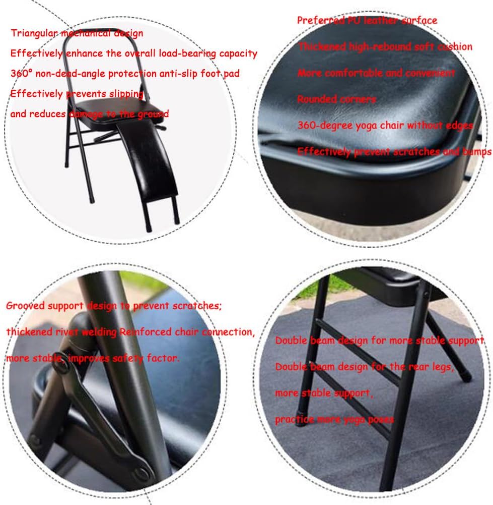 Yoga Auxiliary Chair Folding Chair for Yoga with Lumbar Support Yoga Practice Balance Chair Yoga Office Chair for Balance Handstand Flexibility