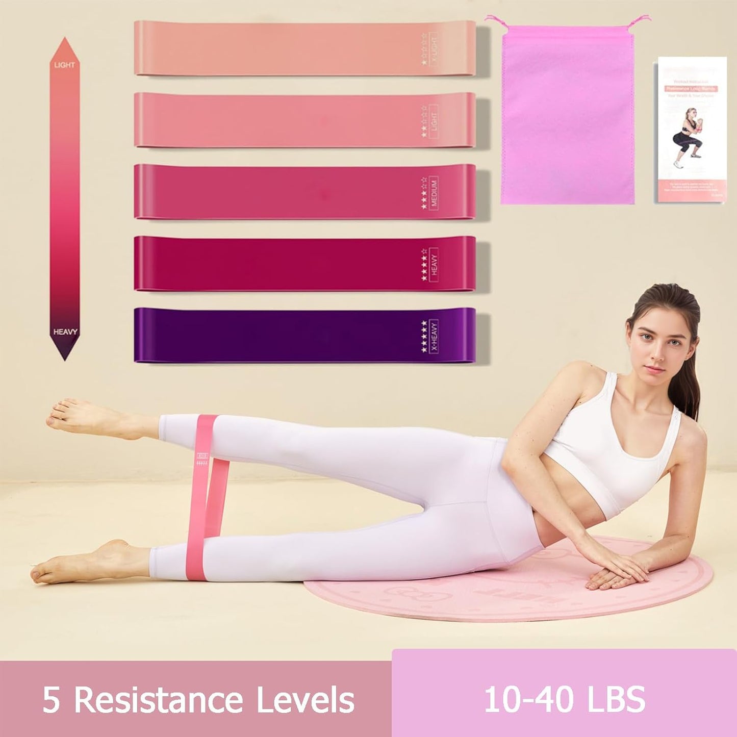Pilates Essentials Kit for Women, Yoga Exercise Equipment Set for Home Workouts with Mini Ball, Resistance Bands, Sliding Disks & Accessories - Fitness Set for Yoga & Pilates Beginners(Pink)