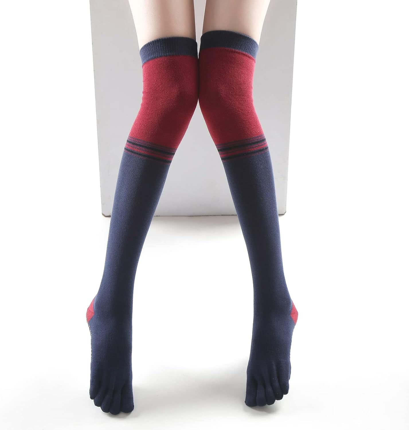Verdancy Yoga Pilates Toe Socks - Toeless With Grips for Women, Non-Slip Cushioned Over Knee Thigh High