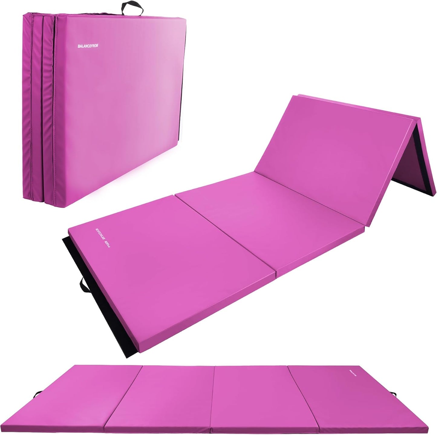 Fitvids 4'x8'x1.9" Gymnastics Mat, Home Exercise Mat with Carrying Handles, Folding Gym Workout Tumbling Mat for Yoga, Pilates, Stretching, MMA, Core Workouts, Fitness Aerobics Mats for Gym Training