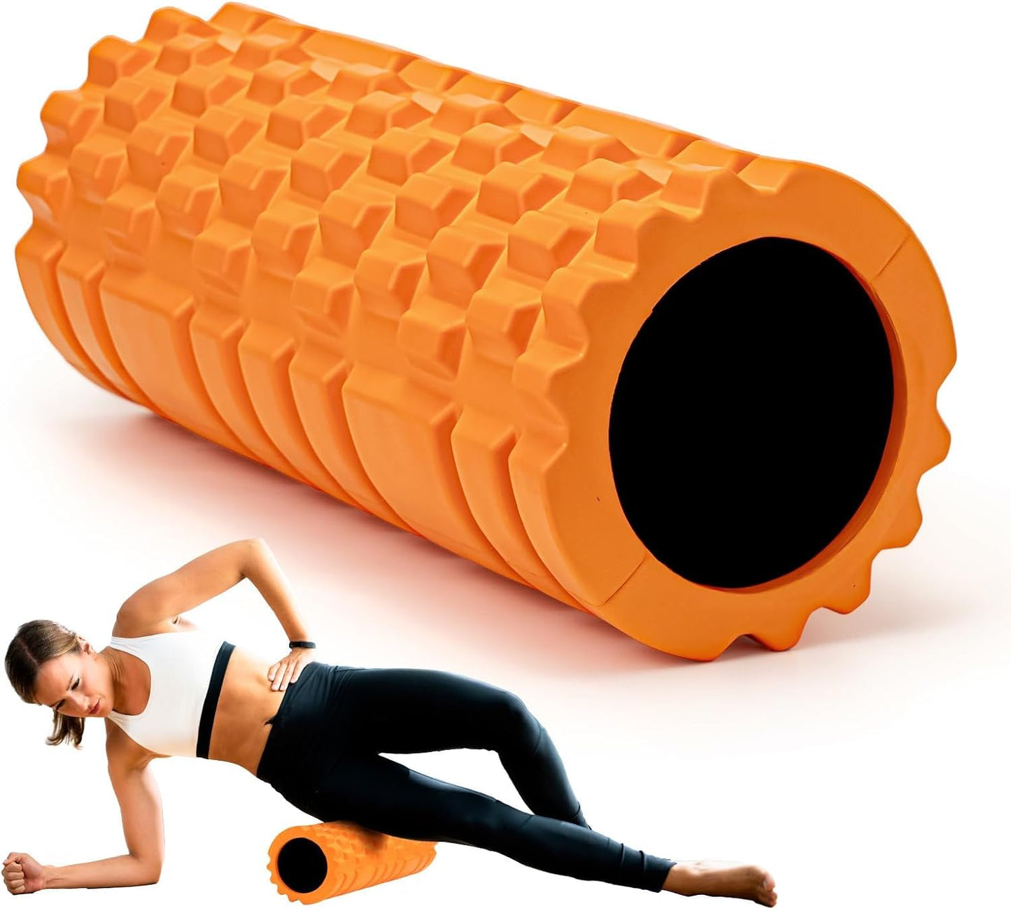 Krightlink Foam Roller for Deep Tissue Massager, 13" High Density Exercise Patented Roller for Muscle Massage and Myofascial Trigger Point Release Back Roller for Fitness, Yoga and Pilates (Black)