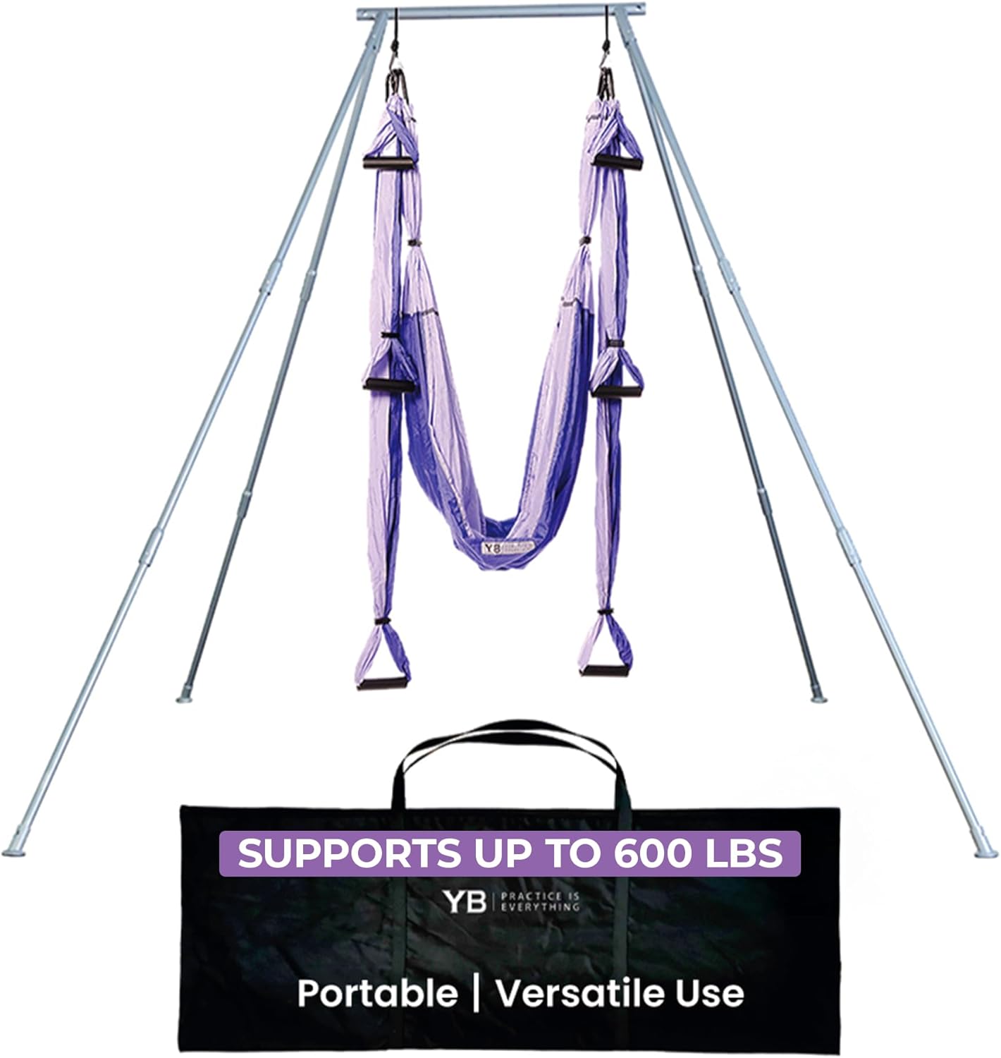 Yoga Trapeze Versatile Fitness Yoga Stand for Home & Outdoor | Easy 5-Min Setup | Supports Yoga Aerial Silks, Swings, Hammocks, Olympic Rings | Stable Solid Aluminum Supports Max 600lbs
