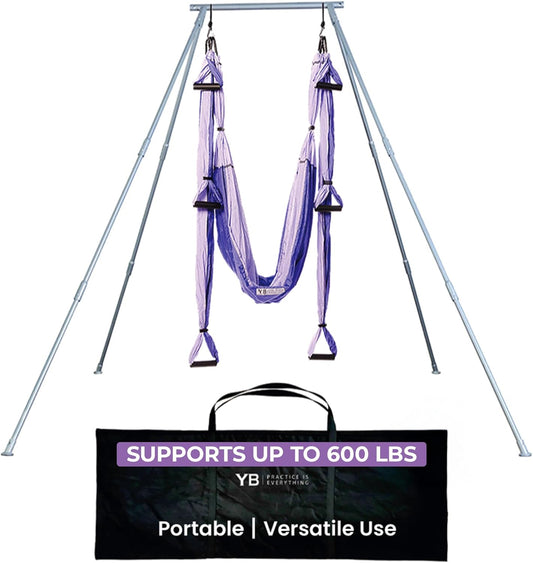 Yoga Trapeze Versatile Fitness Yoga Stand for Home & Outdoor | Easy 5-Min Setup | Supports Yoga Aerial Silks, Swings, Hammocks, Olympic Rings | Stable Solid Aluminum Supports Max 600lbs