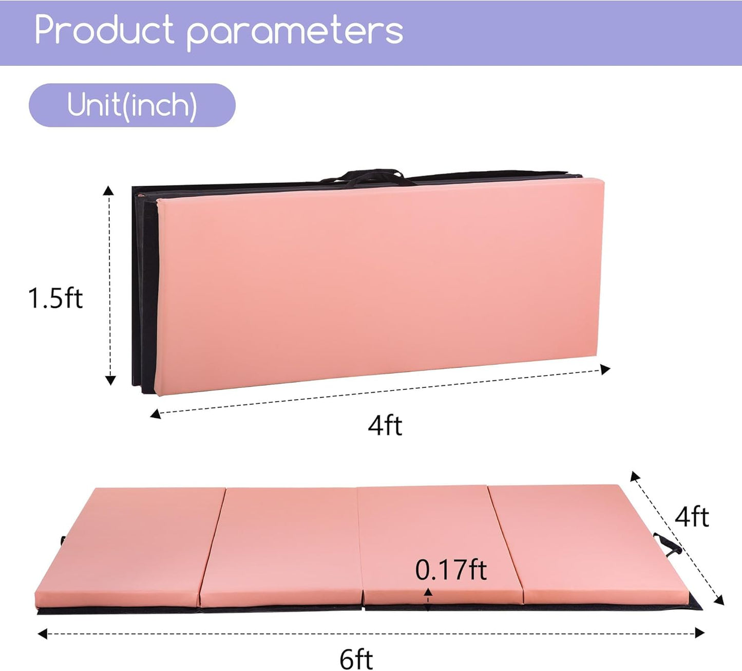 Yoga Mat Thick 2 Inch Workout Flooring for Home Gym - Exercise, Gymnastics, Tumbling, Pilates, Dance Equipment - Foldable Foam Play Mat for Kids and Adults