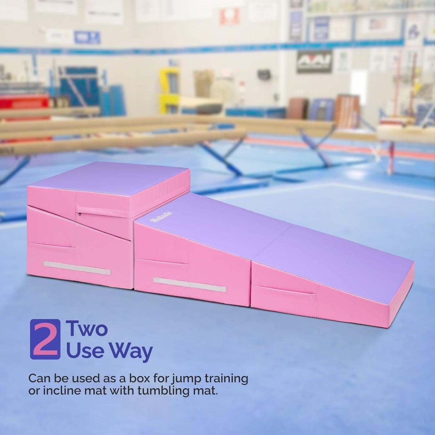 Matladin 48"x24"x14" Tumbling Mat - Folding Gymnastics Cheese Wedge Mat for Kids, Girls Home Training