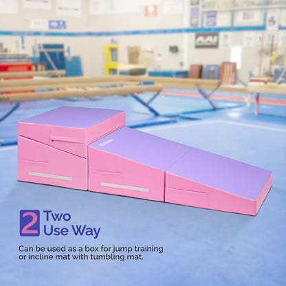 Matladin 48"x24"x14" Tumbling Mat - Folding Gymnastics Cheese Wedge Mat for Kids, Girls Home Training