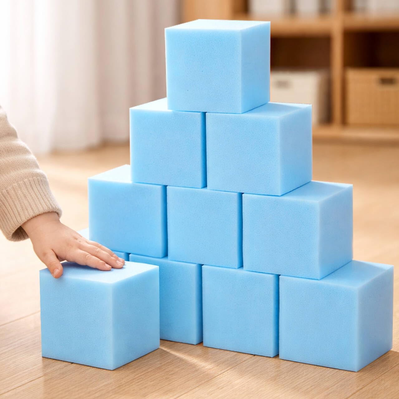 Foam Pit Blocks Foam Padding Sponge Pit Cubes Sponge Blocks for Amusement Park Gymnastics Freerunning and Parkour Courses - 24PCS 5" x 5" x 5" (Dark Blue)