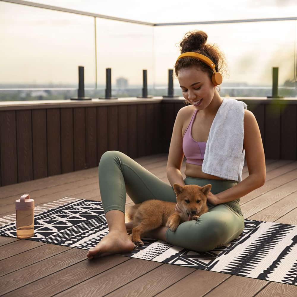 nuveti Cotton Yoga Mat - Absorbent, Grippy Tight Weave, Ashtanga & Hot Yoga Rug, Helps with Slippery Hands & Feet