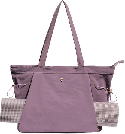 ESVAN Yoga Tote Bag for Women Shoulder Bags Drawstring for Office Workout Travel Carryall Pilates Gym and Beach