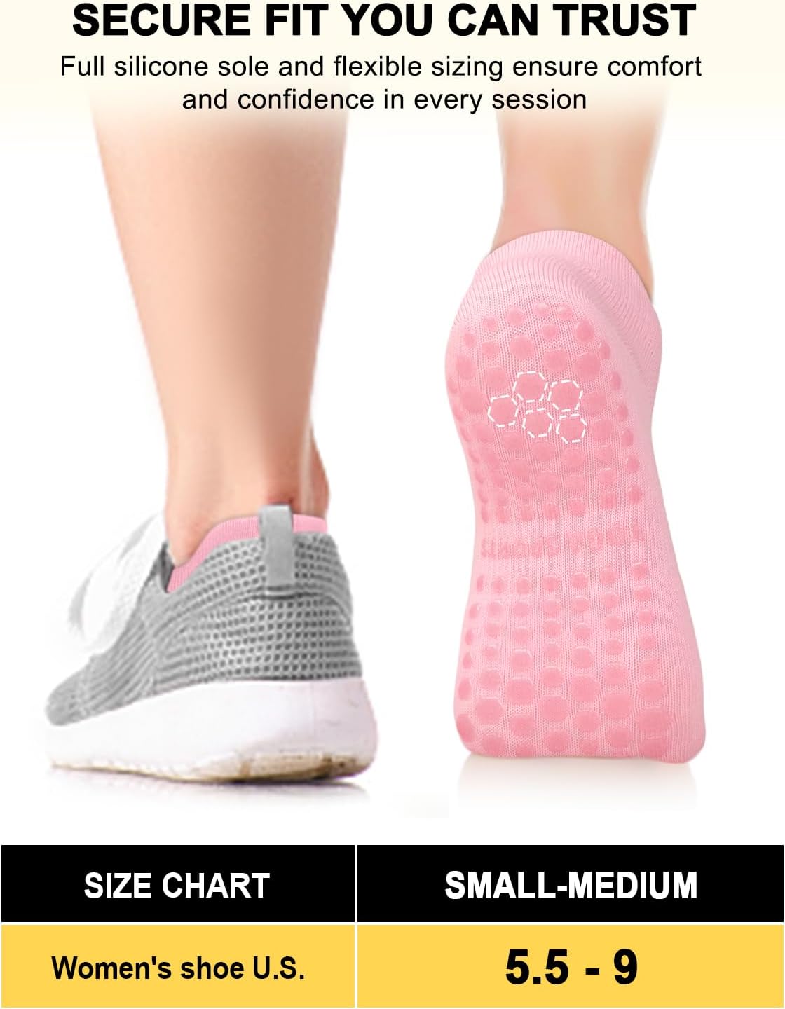 3/6 Pairs Grip Pilates Socks for Women, Non-slip Yoga Athletic Socks for Barre Ballet Barefoot Workout Hospital