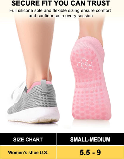 3/6 Pairs Grip Pilates Socks for Women, Non-slip Yoga Athletic Socks for Barre Ballet Barefoot Workout Hospital