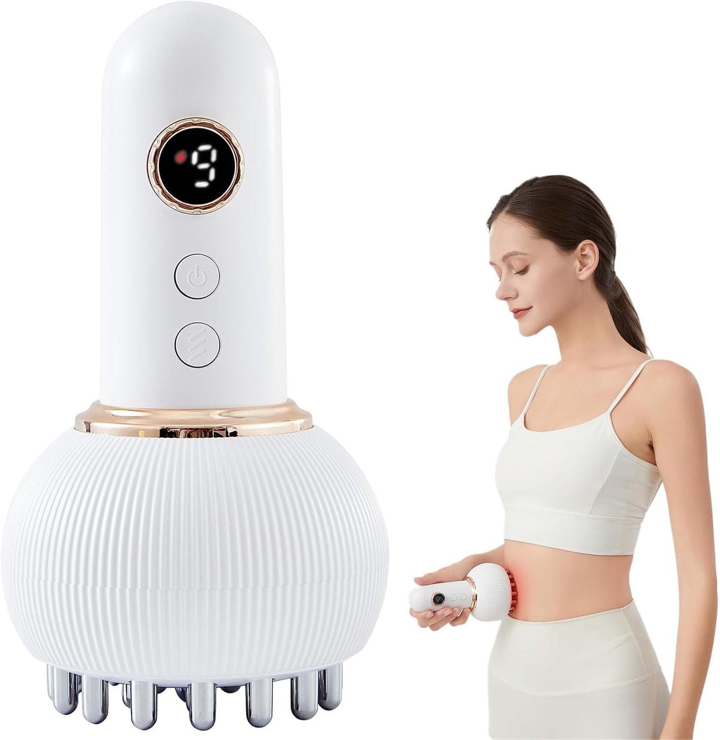 Lymphatic Drainage Massager & Anti Cellulite Massage Tool, Helps Reduce Stretch Marks & Cellulite, for Legs, Arms & Belly, Body Sculpting Machine with Microcurrent, Light, Heat & Vibration