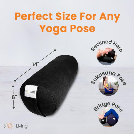 Sol Living Yoga Bolster Pillow Rectangular Meditation Cushion Cotton Meditation Accessories for Restorative Yoga Meditation Pillow Yoga Pillow Firm Body Pillow Bolster Pillow for Legs Removable Cover
