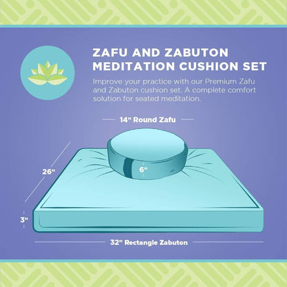 Meditation Cushion Mat Set HEMP - Large Oval Zafu Floor Pillow Organic Buckwheat Pillow + Cotton Filled HEMP Zabuton Prayer Pad - Meditation Pillow Yoga Knee Pad Made in USA - 18" Oval, NATURAL Hemp