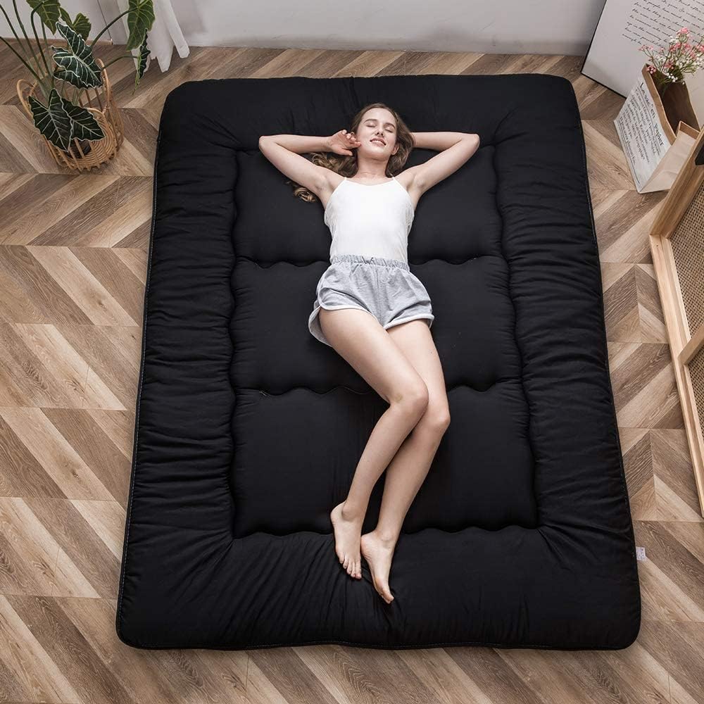 MAXYOYO Bohemian Retro Mattress Boho Floral Japanese Futon Mattress Tatami Floor Mat Foldable Portable Camping, Sleeping Pad, Lounger Couch Bed Full Size