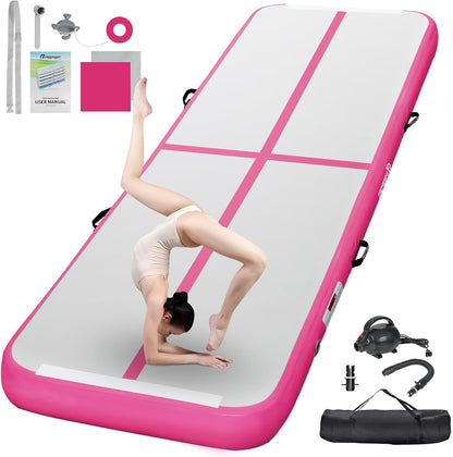 FBSPORT Inflatable Air Gymnastics Mat Training Mats 4/8 inches Thickness Gymnastics Tracks for Home Use/Training/Cheerleading/Yoga/Water with Pump