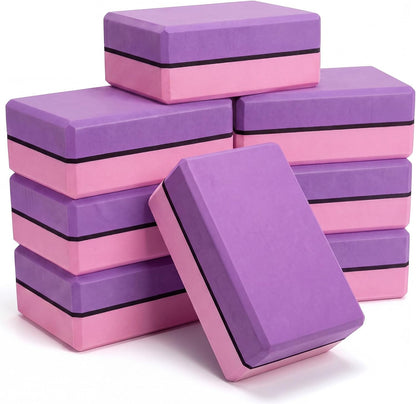Silipull 8 Pack Yoga Blocks 9 x 6 x 2.8 Inch EVA Foam Pilates Blocks Pilates Stretching and Meditation Exercise for Home Workouts Dance Gymnastics Exercise Lightweight Yoga Supplies