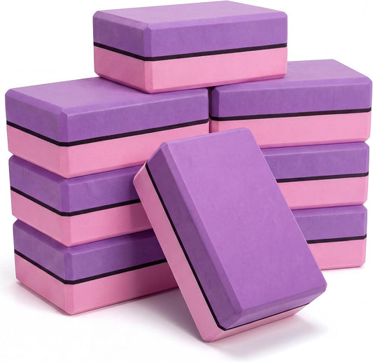 Silipull 8 Pack Yoga Blocks 9 x 6 x 2.8 Inch EVA Foam Pilates Blocks Pilates Stretching and Meditation Exercise for Home Workouts Dance Gymnastics Exercise Lightweight Yoga Supplies
