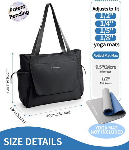 sportsnew Yoga Mat Bag Tote Yoga Gym Bags For Women Men with Waterproof Wet Pocket & Hook-and-loop, Quick Access Storage Yoga Mat Bag Carrier