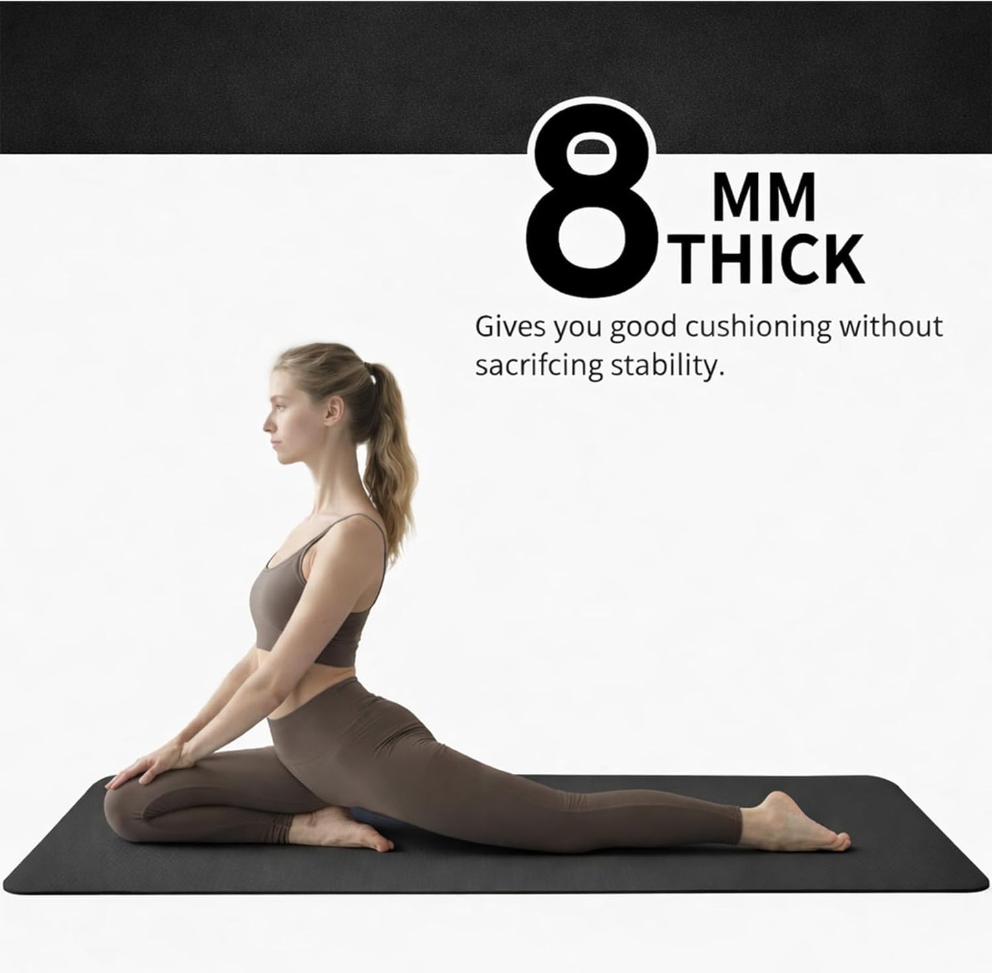 Thick TPE Yoga Mat, Non-Slip Eco-Friendly Exercise Mat with Carrying Strap for Yoga, Pilates and Home Workouts, Standard and Extra Wide Options